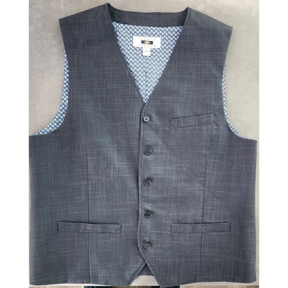 Joseph Abboud Men's Grey Plaid 100% Cotton Suit Vest Size Large